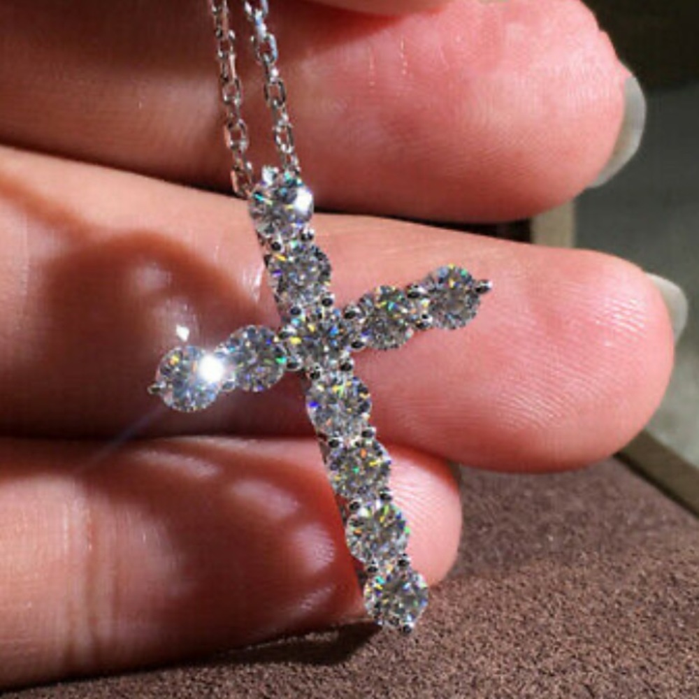 NWT STERLING SILVER Diamond 💎 Pendant Necklace - Picture 2 of 5